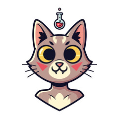Cat Scientist: A cartoon illustration showcases a charming cat as a scientist, complete with lab equipment, symbolizing curiosity and scientific inquiry.