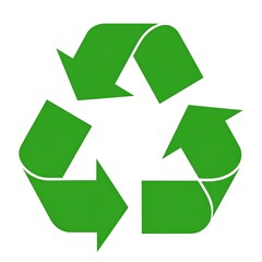 Simple Green Recycling Symbol on White Background, Environmental Conservation Concept.