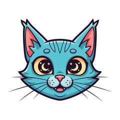 Cute Cat Avatar: A whimsical cat portrait with enchanting eyes, perfectly embodies charm and personality in this delightful illustration.