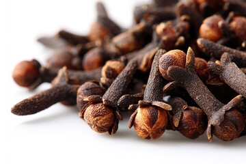 Closeup Of Whole Cloves On White Background