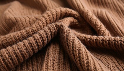 Close-up of draped brown knit fabric