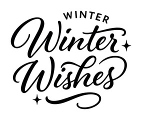 Stylish winter wishes calligraphy with decorative stars