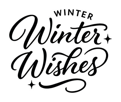 Stylish winter wishes calligraphy with decorative stars