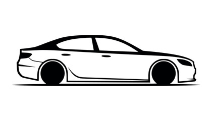 Vector art of side view silhouette of a modern luxury sedan car