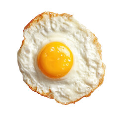 Fried egg, sunny-side up, close-up.  Golden-brown, crispy edges.  Yolk is bright, runny