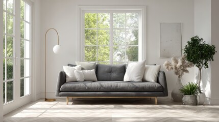 Fototapeta premium Modern Minimalist Living Room with Natural Light.
