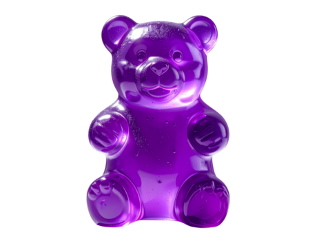 Glossy purple gummy bear sweet treat isolated on transparent background PNG