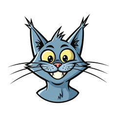 Smiling Cartoon Cat: A cheerful cartoon cat with wide, yellow eyes and a playful, toothy grin, ready to bring smiles and amusement to any project.