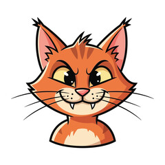 Grinning Cat Portrait: A spirited cartoon cat with an orange and white coat offers a toothy grin, radiating playfulness and mischievous charm.