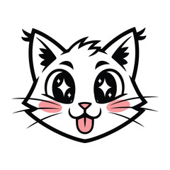 Cartoon cat portrait: An adorable cartoon cat with big sparkling eyes and a playful expression, set against a vibrant backdrop, is certain to bring joy to any project.