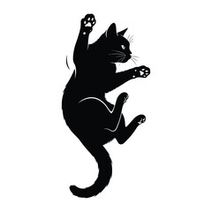 Graceful Silhouette of a Black Cat: A stylized illustration captures the elegance and agility of a black cat, posed in a dynamic, playful stance.