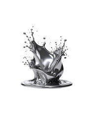 Abstract silver liquid water drop isolated on clean white background