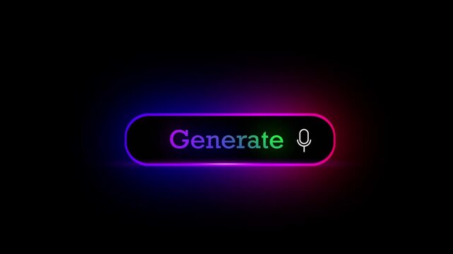 Futuristic generate button interface, AI automation, smart processing, and technology concept animation 4k.