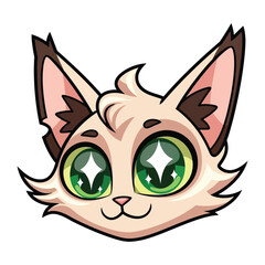 Whimsical Feline Portrait: An adorable cat with sparkling eyes and a charming smile, showcasing the pure essence of playful affection in this charming animated illustration.