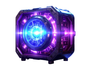 Futuristic glowing energy core sci-fi design isolated on transparent background PNG