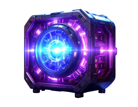 Futuristic glowing energy core sci-fi design isolated on transparent background PNG