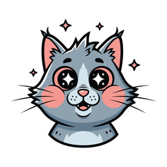 Whimsical Kitten Portrait: A captivating illustration of a cute kitten with sparkling eyes and rosy cheeks, radiating warmth and charm.