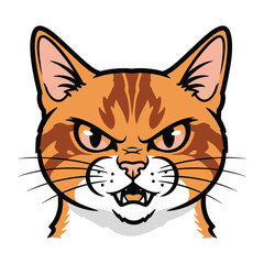 Fierce Feline Portrait: This illustration showcases a cat with a fierce and determined expression, its eyes narrowed and teeth bared in a display of resolute.