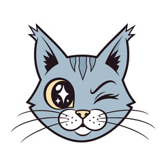 Winking Cat Icon: A charming illustration of a winking cat with a playful expression, radiating personality and a touch of whimsy.