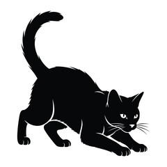 Black Cat Silhouette: A sleek and elegant black cat strikes a playful pose against a clean backdrop, capturing the feline's grace and curiosity with a minimalist flair.