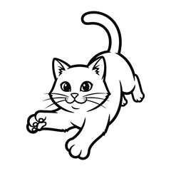 Playful feline: This illustration captures a joyful cat in a moment of carefree play, ready to pounce with curiosity, showcasing the animal's cute, lighthearted side.