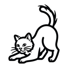 Obraz premium Cat Stretching: A graceful, cartoon cat stretches, arching its back in a dynamic pose, captured with playful detail.