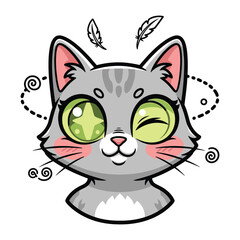 Whimsical Cat Portrait: A charming cat with a sweet expression, detailed fur, and vibrant eyes, exudes an aura of playfulness, capturing the essence of feline enchantment and joy.