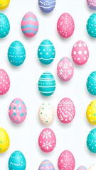 Colorful Easter eggs arranged diagonally