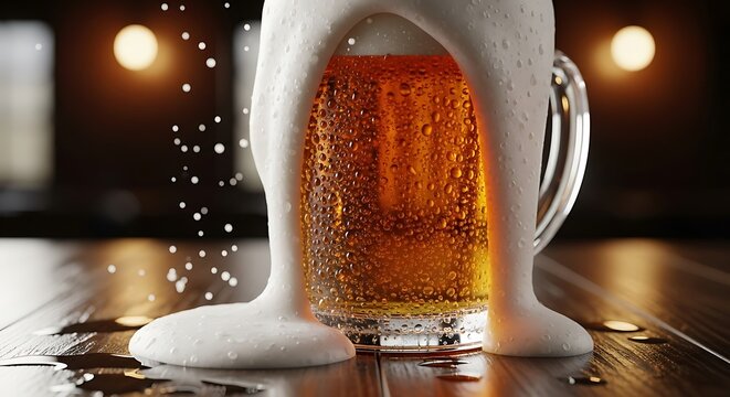 Overfilled Beer Glass.