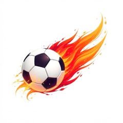 Fototapeta premium Soccer Ball with Flaming Trail Vector Icon on White Background