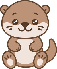 Cute cartoon Otter Illustration for kids