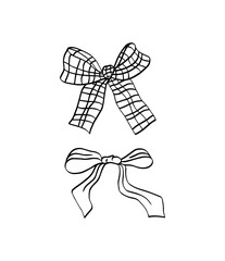 Christmas black bows. line drawing.
