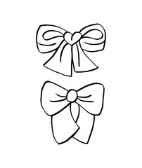 Christmas black bows. line drawing.
