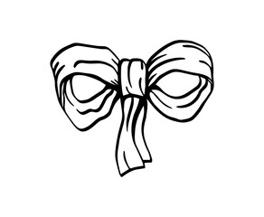 Set of black bows. Present bows and ribbons. set of bows icon over white background, silhouette style
