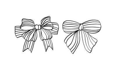 Set of black bows. Present bows and ribbons