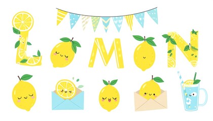 Cute lemon characters and illustrations