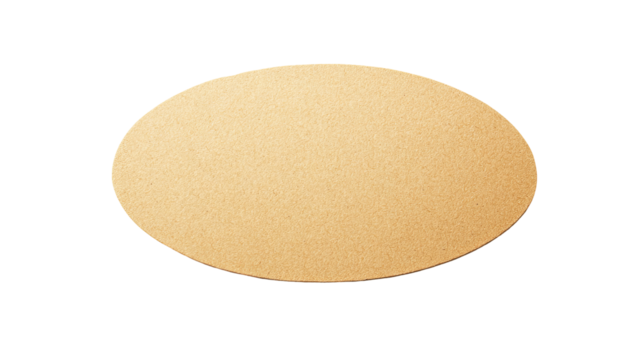 Beige oval, plain, flat surface