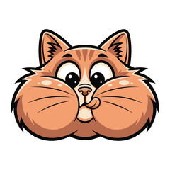 Whimsical Feline Delight: A cheerful illustration showcases an adorable, cartoonish cat with a comically puffed-out cheeks and a playful expression. Capturing a moment of pure, unadulterated cuteness