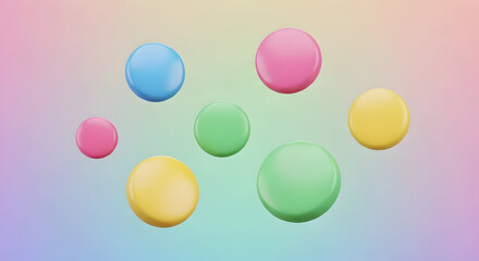 Pastel colored easter eggs scattered on a gradient background