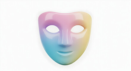 A pastel rainbow masquerade mask on a white background