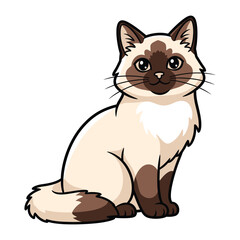 Obraz premium Siamese Cat Portrait: A charming Siamese cat with striking blue eyes and distinctive markings, depicted in a clean, minimalist illustration style.