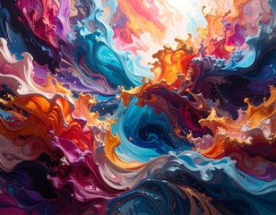 A vibrant display of swirling, dynamic colors, evoking a sense of movement and energy.