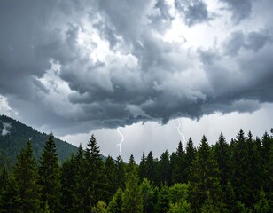 Storm Clouds over a Pine Forest