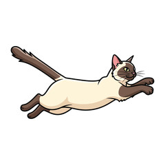 Siamese Cat in Action: This illustration showcases a sleek Siamese cat, leaping gracefully with an air of playful energy.