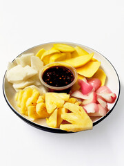 Authentic Indonesian Rujak with Jicama, Mango, Pineapple, and Water Apple