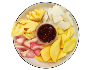 Healthy and Colorful Indonesian Rujak Ulek, a Traditional Fruit Dish
