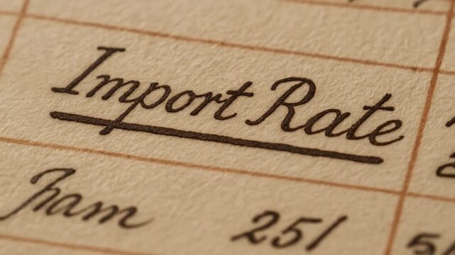import rate concept. Vintage document featuring the term "Import Rate.