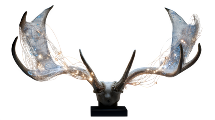 Illuminated Antler Skull, isolated on transparent background