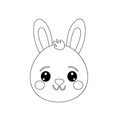 Cute bunny face line art vector with big eyes and long ears. Perfect for kids’ products, nursery decor, coloring books, stationery and playful digital projects.
