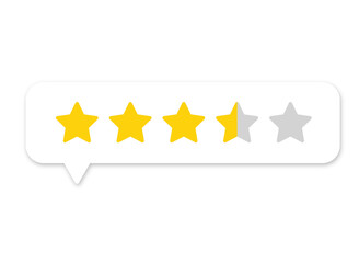 3.5 star rating PNG with transparent background, customer review feedback icon for online score and satisfaction measure
